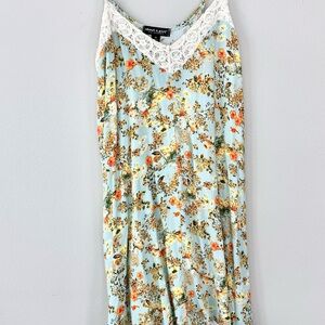 Floral Lace Trim Mini Dress